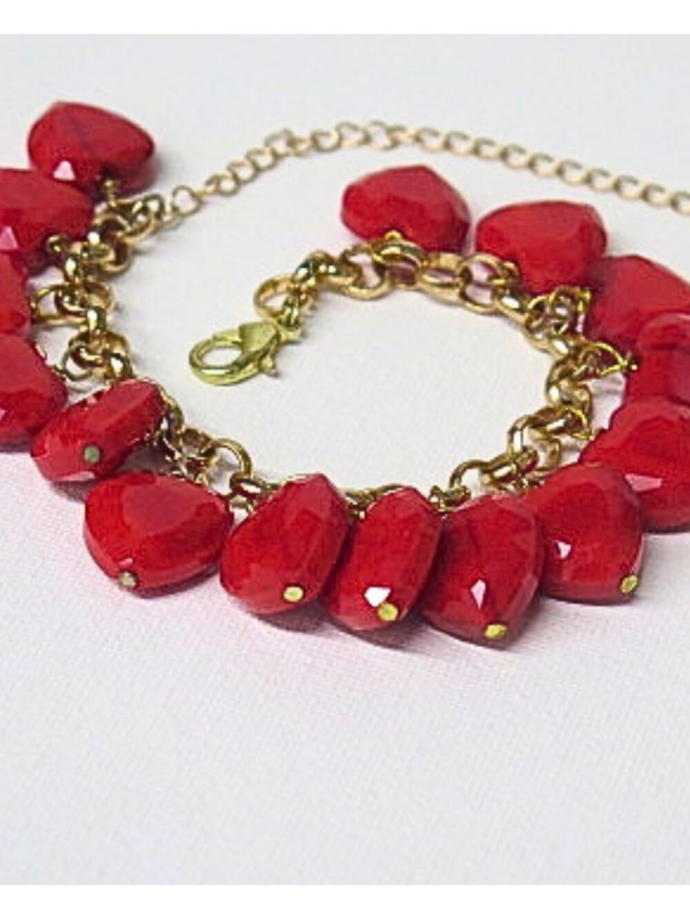 Red Heart Charm Adjustable 8 Inch Bracelet for Women
